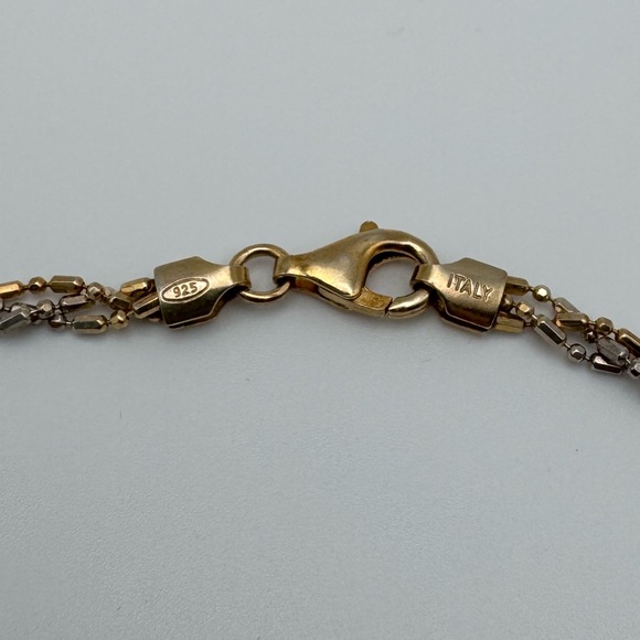 Sterling Silver 925 Two-Tone Gold Braided Anklet 10” - Picture 3 of 6